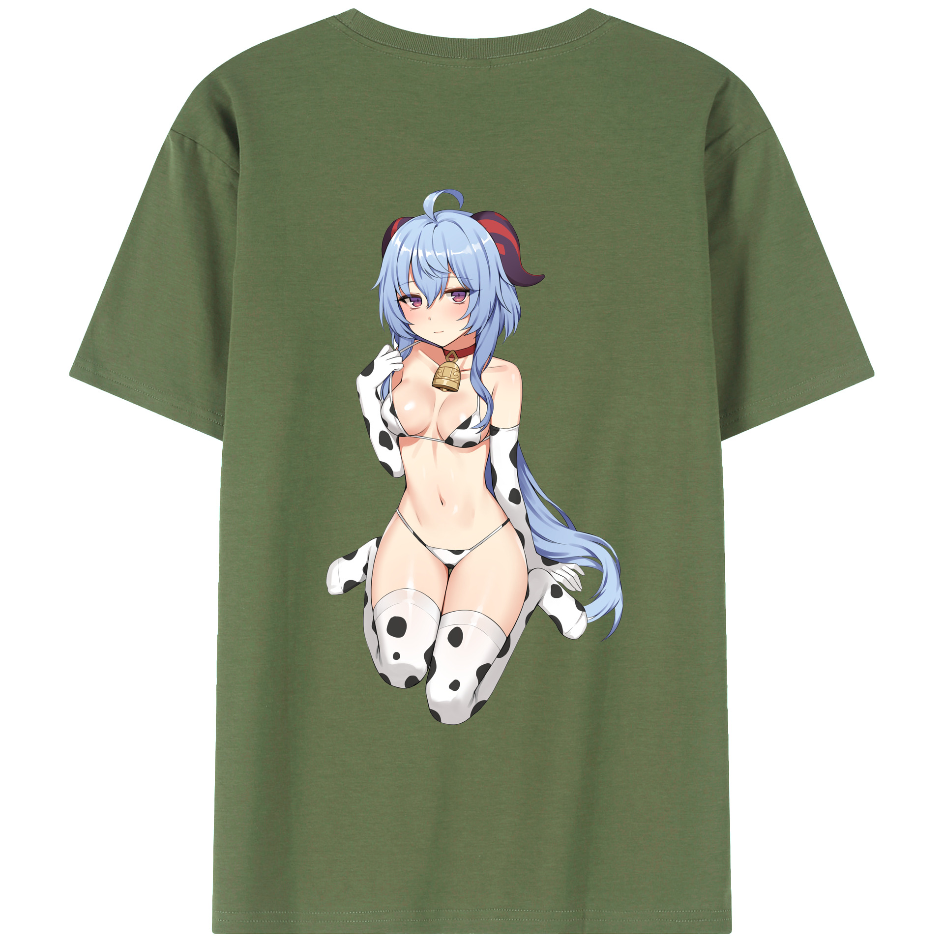 げんし神 甘雨 かんう genshin Ganyu 綿100％ メンズ半袖Tシャツ（バックプリント） 通気性